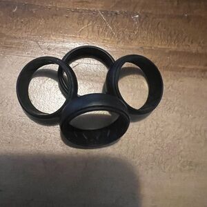 4 Black Silicone Rings size 14